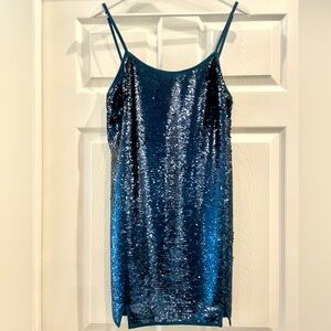 Blue sequined spaghetti-strap dress by NBD